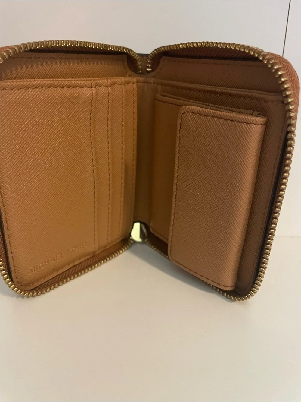 Michael Kors Cognac Pebbled Leather Zip-Around Wallet